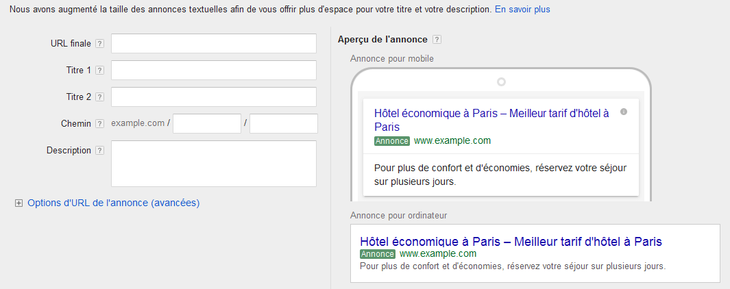 Les Nouvelles Annonces AdWords Débarquent !