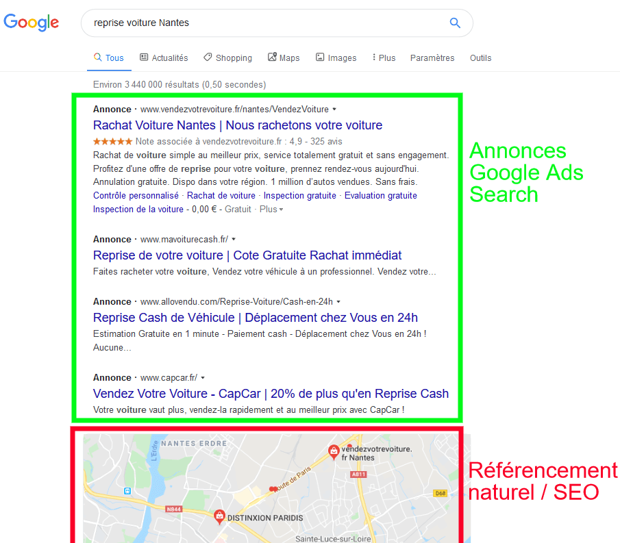 Page de résultats Google