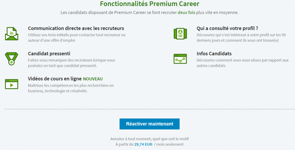 offre linkedin premium carreer