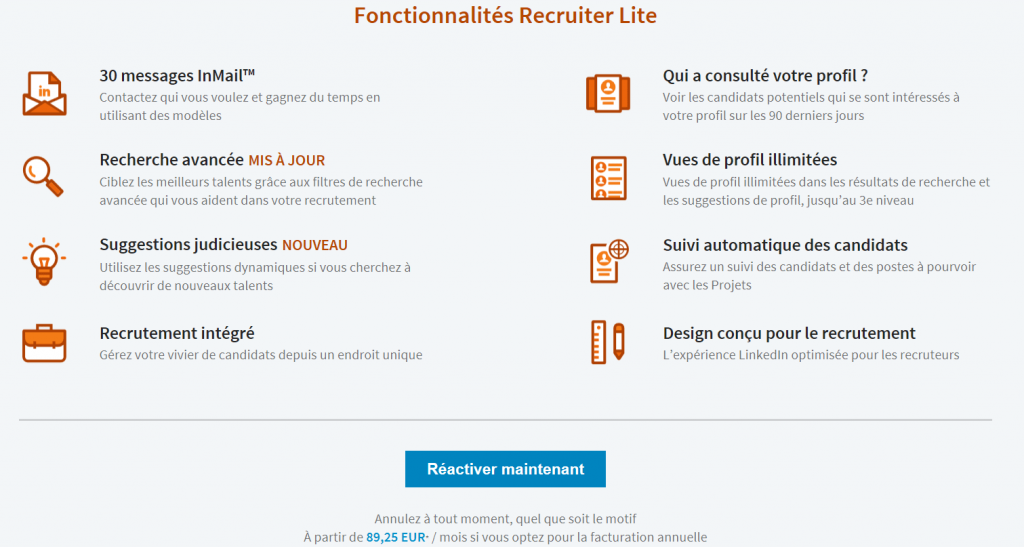 offre linkedin premium recruiter lite