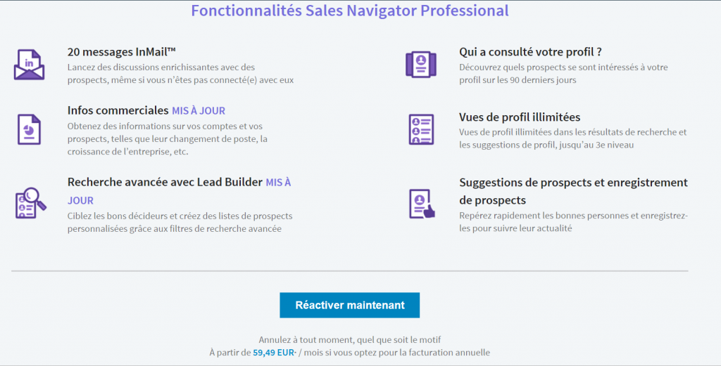 offre linkedin sales navigator