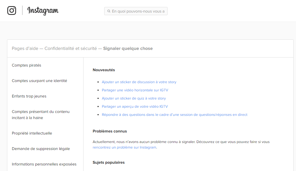 Comment contacter Instagram obtenir une assistance du support Instagram