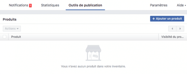 ajouter produits sur Boutique Facebook