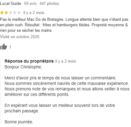 réponse avis négatif