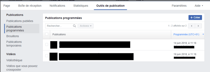 publication programmée facebook