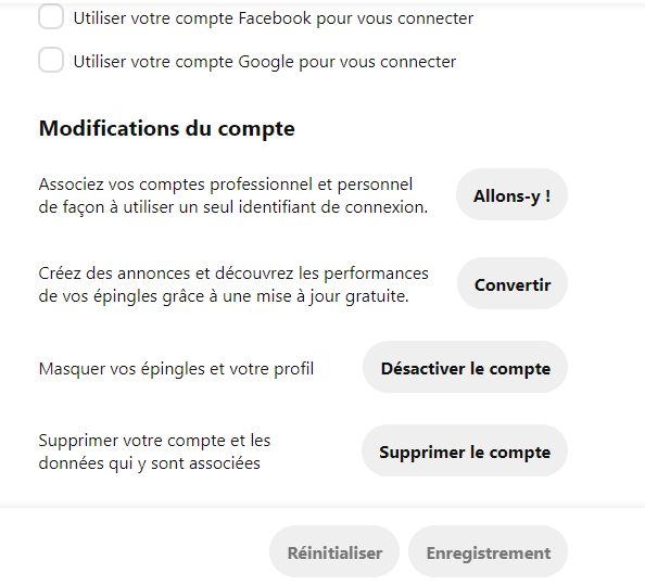 convertir compte personnel Pinterest