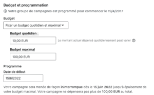 Budget quotidien et maximal LinkedIn