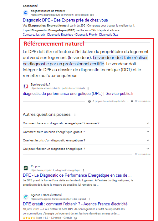 Referencement naturel SERP google