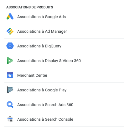 Produits associés Google Analytics